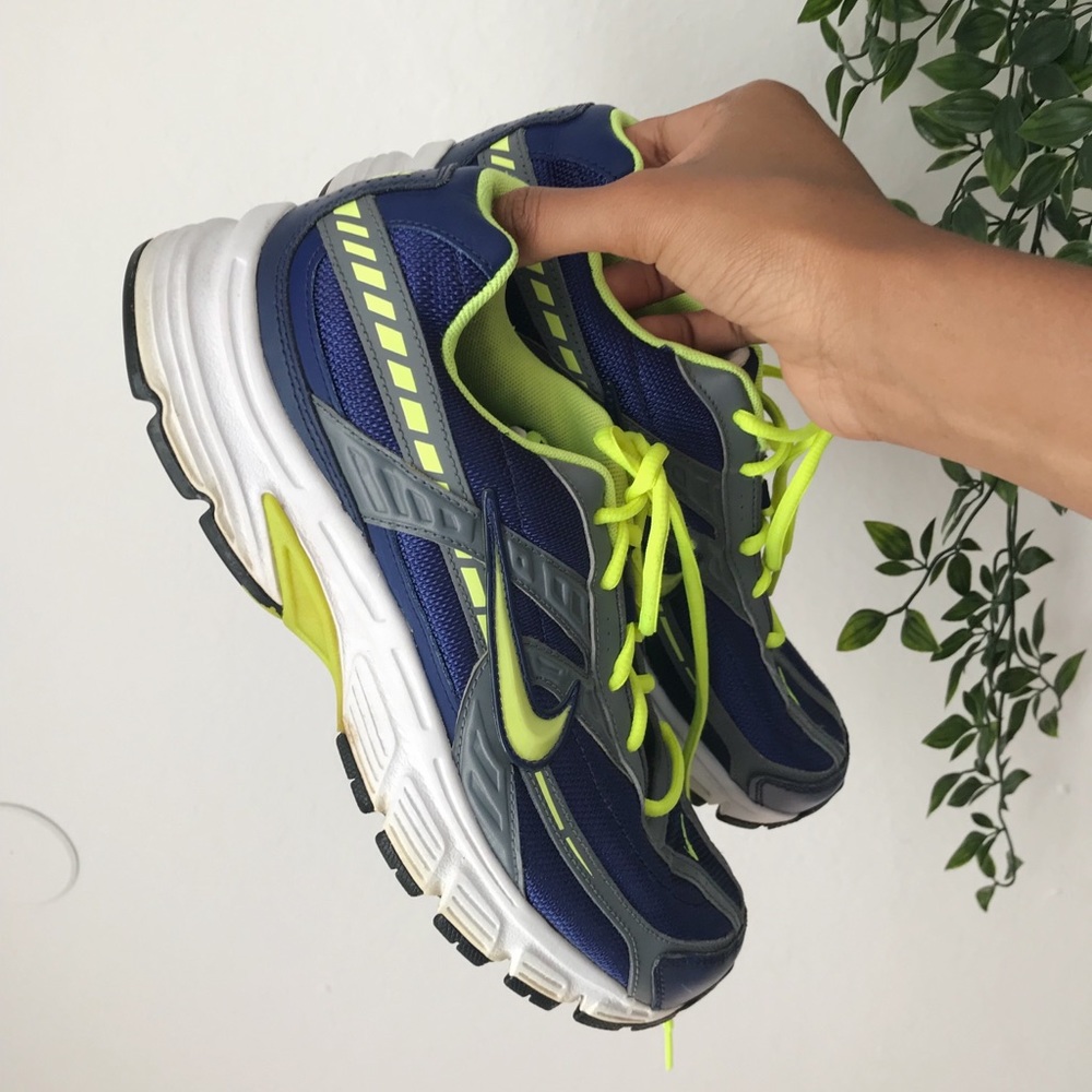 Blue and Neon Green Nikes